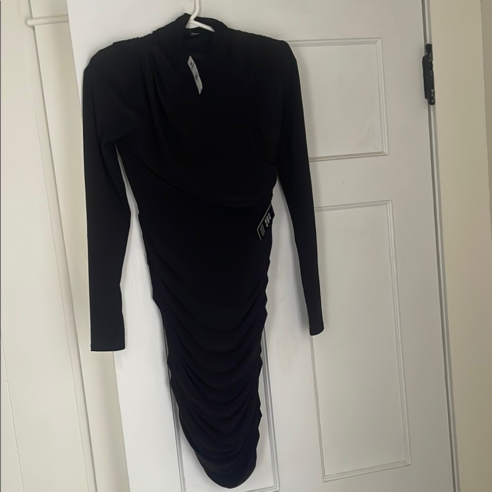 Express Black Stretch Ruched Bodycon Dress